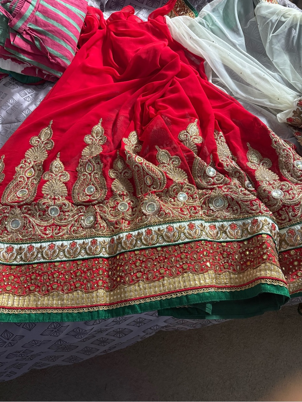 Red Embroidered Women's Saree with blouse